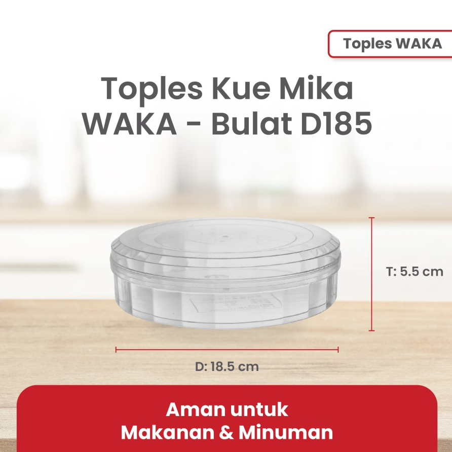 WAKA Toples Kue Mika D185 3/4kg Bundar Polos