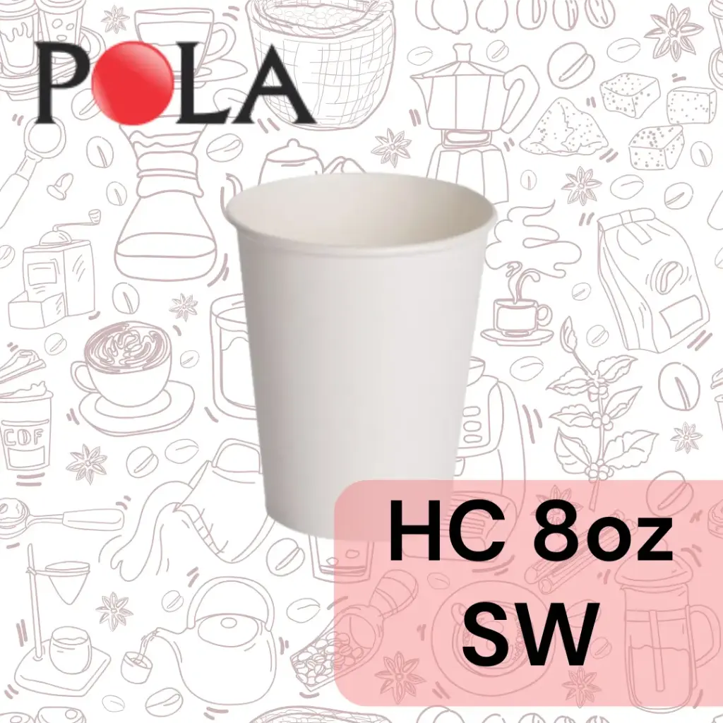 POLA Paper Hot Cup Single Wall 8oz 240ml Putih
