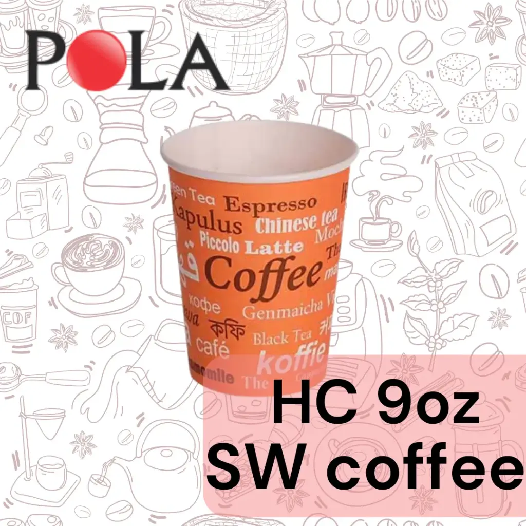 POLA Paper Hot Cup Single Wall 9oz 270ml Print Coffee