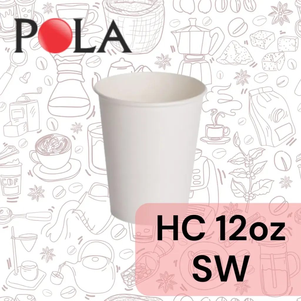 POLA Paper Hot Cup Single Wall 12oz 360ml Putih