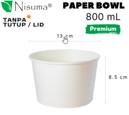 [SAA.B800] NISUMA Paper Bowl 27oz 800ml Putih