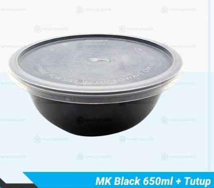 [SAN.MK650] SANPAK Mangkuk MK Black 650ml + Tutup