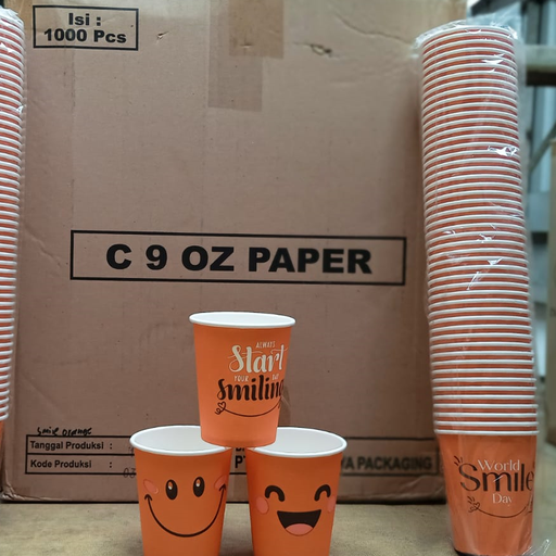 [MJP.C9SO] Starindo SJP Paper Hot Cup Smile 9oz D77 Orange